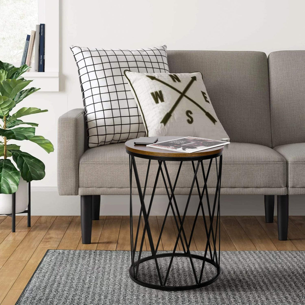 Brown Wood and Metal Nesting Tables – Set of 2
