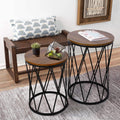 Brown Wood and Metal Nesting Tables – Set of 2
